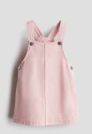Cotton Denim Dungaree Dress - Light Pink