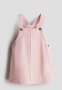 Cotton Denim Dungaree Dress - Light Pink