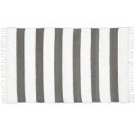 Dhurrie Fluffy Band Grey & White Mat - Bath Mat - 60 X 100 Cm