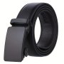 Men's Black Automatic Buckle Slider Belt Business Casual Pu Leather Belt Pants Belt Ideal Choice For Gifts