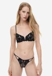 Non-padded Underwired Lace Bra - Black