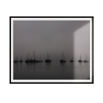 Boats At Dawn Art Print - A1 594 X 841MM Framed - Black Frame