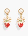 Goldair Gold Pearl & Strawberry Drop Earrings