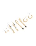 Goldair Gold Plated Bezel Dark Blue Cubic Zirconia Marquise Stacking Earrings 4-PACK