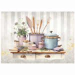 Tear Resistant Deco Print Cozy Kitchen