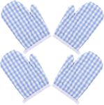 4PIECE Plaid Heat-resistant Oven Mitts insulated Polyester Baking Gloves