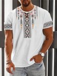 Men's Ethnic Graphic Print T-Shirt Short Sleeve Crew Neck Tee Men's Clothing For Summer Outdoor
