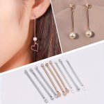50PCS Double-hole Cylinder Rod Minimalist Iron Earring Connectors For Jewelry Making Diy Earring Pin Accessories Simple Earwear