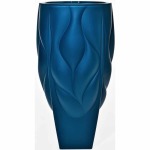 Bohemia Crystal Bohemia Vase Bamboo Type 2 Non Lead With Blue Satin