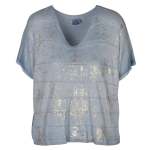 Silver Foil Print Top - Sky L xl