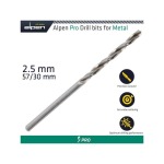 Alpen Pro Hss 2.5 Mm Drill Din 338 Rn 135 Split Point Plastic Wallet ALP1840025