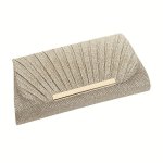 Ruched Evening Bag Metal Decor Clutch Prom Purse Women's Chain Handbag For Wedding Party