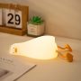 Skytone Lying Flat Duck Night Light LED Squishy Duck Lamp Cute Light Up Duck Silicone Dimmable Nursery Nightlight Gifts For Toddler Children Teena