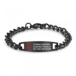 CBA102607 - Personalized Medical Alert Bracelet Stainless Steel - Black