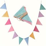 1PC Vibrant Jute Linen Pennant Flags - Rustic Festive Decor For Birthday Wedding Christmas - Durable Bunting Banners For Hanging