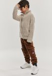 Knitted Cardigan - Dark Grey dogtooth-patterned