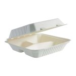 H-select Bagasse Meal Box Clamshell 3 Div. 432X202X44MM