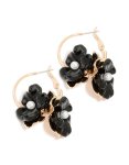 Goldair Gold Beaded Centre Double Black Flower Hoop Earrings