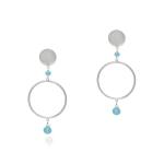 Sun Moon & Stone Earrings - 18KT White Gold Vermeil