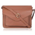Leather Flapover Crossbody Handbag Purse For Women With Adjustable Strap & Overflap Snap Closure Tote bag Tan Ndm