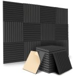 12PACKS Black Self-adhesive Acoustic Foam Sound Insulation Fire Resistant Wall 1" X 12" X 12" Panels High-density 25KG M3 For