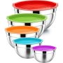 Stainless Steel Salad Mixing Bowls With Lids - 5PCS