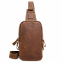 Vintage Leather Crossbody Sling Bag With Elegant Zippered Pockets