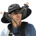 Solar Fan Hat Wide Brim Sun Cap With 2 Solar Sun Protection Fans Waterproof Upf 50+ Bucket Fishing Hat With Fan Built In Black