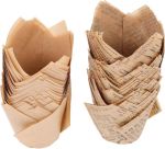 100PCS Tulip Cupcake Liners Oil-proof Baking Cups Natural Kraft Paper