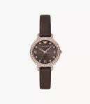 Emporio Armani Three-hand Brown Leather Woman's Watch AR11555