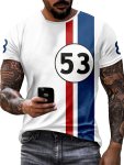 Men's 53 Print And Color Block Striped T-Shirt Crew Neck And Short Sleeve Tee Classic And Chic Tops For Summer Outdoors Leisurew