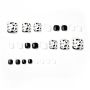 Black White Toenails Short Square False Toenails With Cow Print Design