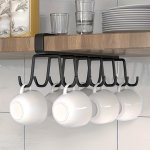 Contemporary Easy-install 1PC Double Row Door-mounted Hook Rack Traceless Iron Hanging Storage For Cups In Kitchen Bathroom Bedr