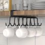 Contemporary Easy-Install 1pc Double Row Door-Mounted Hook Rack Traceless Iron Hanging Storage For Cups In Kitchen Bathroom Bedroom