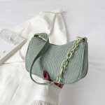Vintage Style Ribbed Chain Shoulder Bag - Lightweight And Casual For Everyday Use