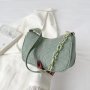 Vintage Style Ribbed Chain Shoulder Bag - Lightweight And Casual For Everyday Use
