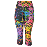 High Waist Funky 3 4 Leggings - Rainbow Veins - Ladies L - 36