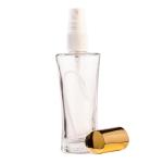 50ML Clear Glass Round Waisted Perfume Bottle With White Spray & Gold Cap 18 410