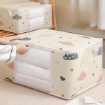 1PC Rice White And Navy Blue Large Capacity Multifunctional Storage Bag With Handle Dust-proof And Moisture-proof Odorless Batte
