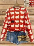 3D Sheep Pattern Crew Neck Pullover Sweater Casual Long Sleeve Knitted Sweater For Fall & Winter Women's Clothing