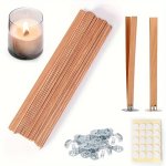 40 200PCS Wooden Candle Wicks Candle Making Wicks 12.95 X 1.27 Cm Naturally Smokeless Wooden Candle Wicks Candle Cores With Iron
