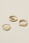 Multipack Rings-gold Plated Bar Signet Round - Gold