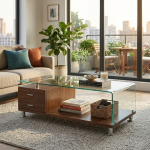 Glass Top Coffee Table With Drawers