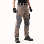 Men's Color-blocked Thick Wear-resistant Multi-pocket Safety Work Trousers Multi-pocket Multi-functional Knee-protecting Work Tr