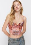 Turndown Collar Back Tie Detail Woven Blouse - Orange