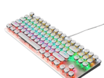 Smte T-wolf T12 87-KEY Wired USB Colorful Punk Keycap Retro Lightweigh White With Keychain