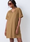 Pocketed Linen Blend Tunic Dress