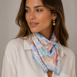 Multi Heart Print Silky Scarf - Sky Free