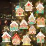 12PCS Gingerbread House Ornaments Christmas Tree Decoration Gingerbread House Hanging Ornaments For Christmas Tree Decorations House Figurines Ornam