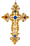 Plastic Gold & White Cross Hanging Ornament 15.75CM